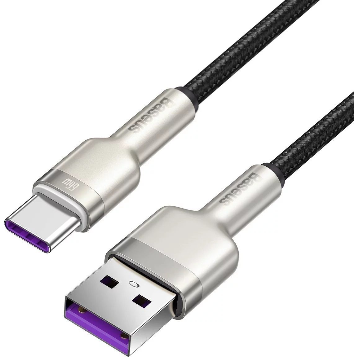 Cable USB 2.0 to Type-C 0.25m Baseus Cafule Series PD 66W Metal Black