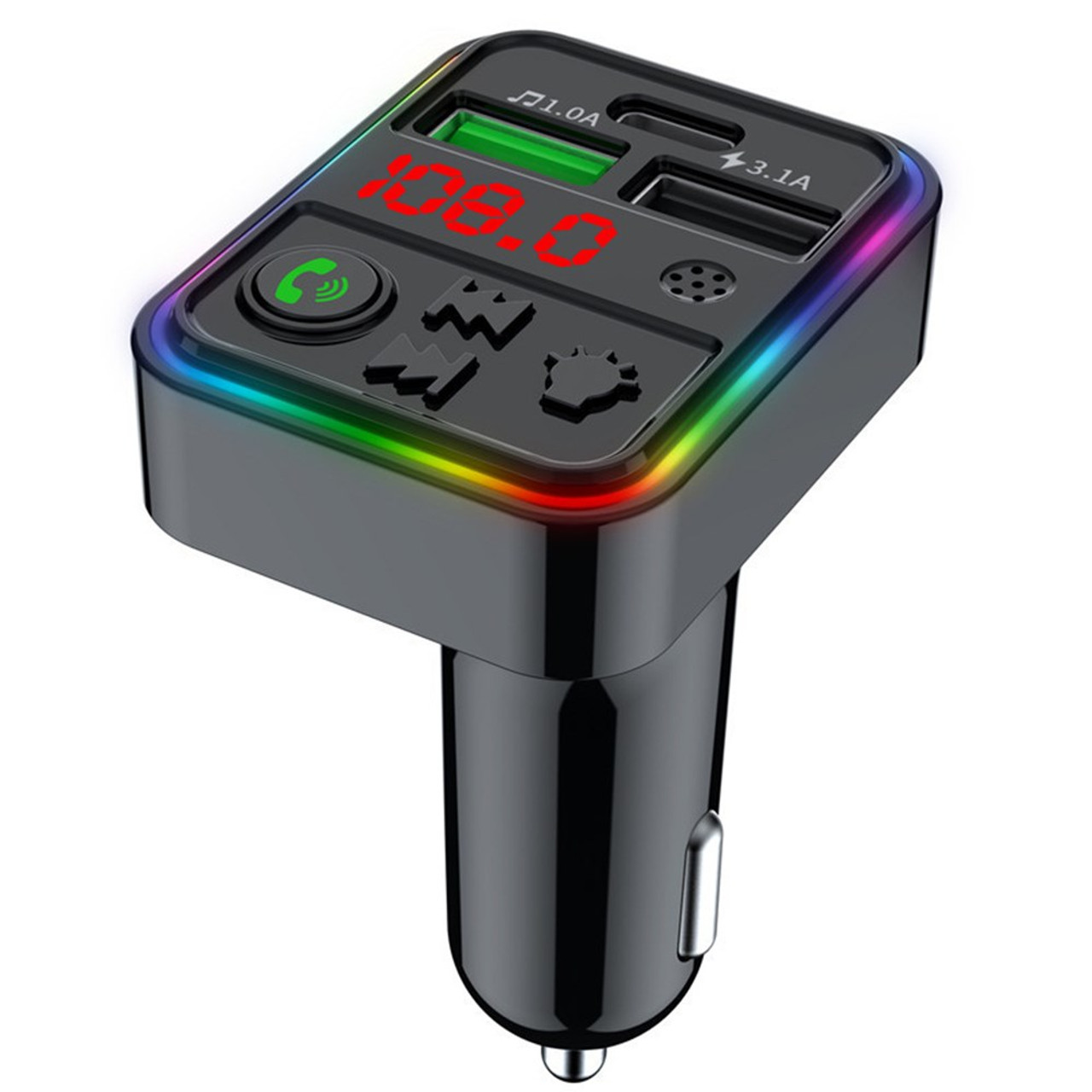 Fresh Fab Finds FM Transmitter Hands-free Car Charger W/ Remote Control Phone Stand 3.5 mm Headphone Jack Gooseneck Holder Fit For Smart Phone iPod MP3