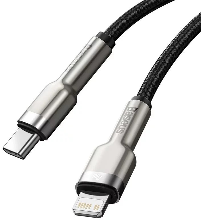 Cable USB 2.0 Type-C to Lightning 0.25m Baseus Cafule Series PD 20W Metal Black