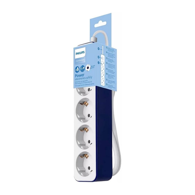 Power Protector Philips 1.5m 4 Sockets White/Blue