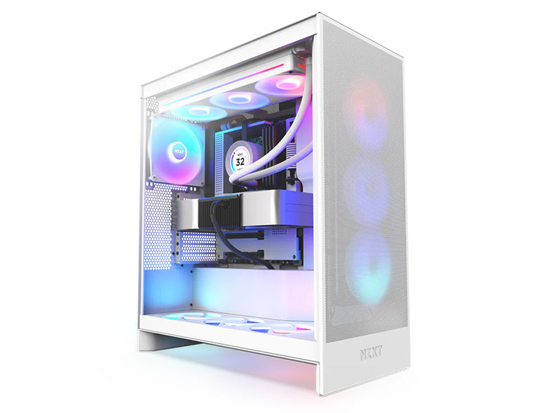 ATX Midi Tower Case NZXT H7 Flow (2024) RGB White w/USB 3.2, Type-C, 1x 360mm (F360 RGB)
