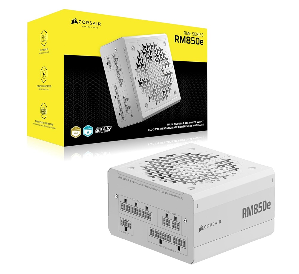 PSU 850W Corsair RM850e 2025 80 Plus Gold Fully Modular White