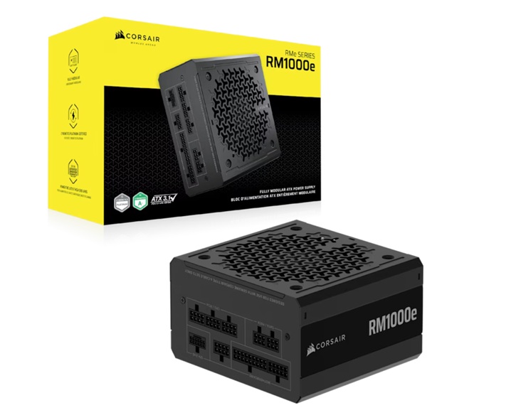 PSU 1000W Corsair RM1000e 2025 80 Plus Gold Fully Modular, PCIe Gen 5.1, Intel ATX 3.1