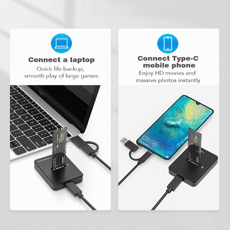 USB 3.1 Docking Station Gembird Type C M.2 Sata/ NVME