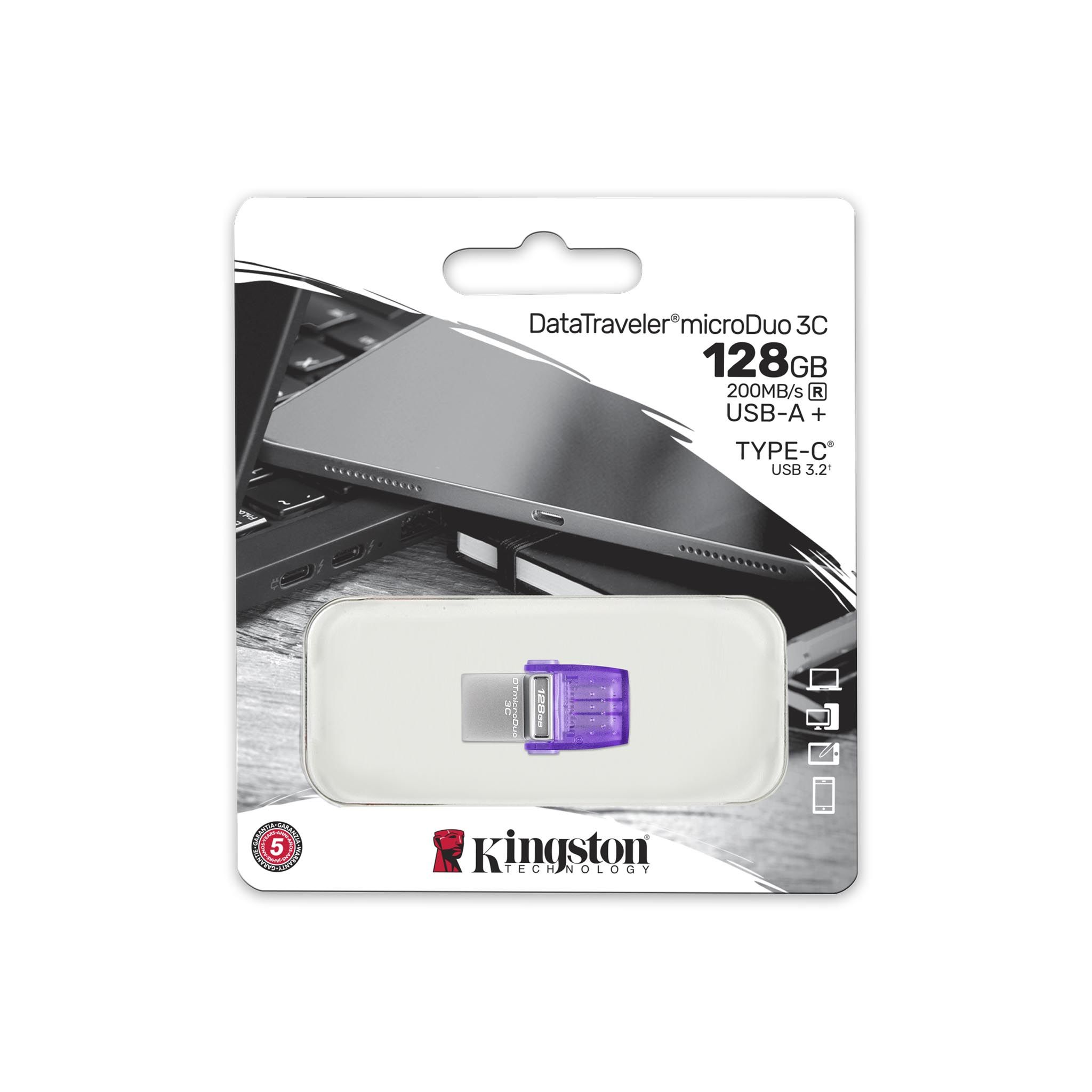 USB Drive 128GB Kingston DataTraveler microDuo 3C Gen3 USB 3.2 OTG Support