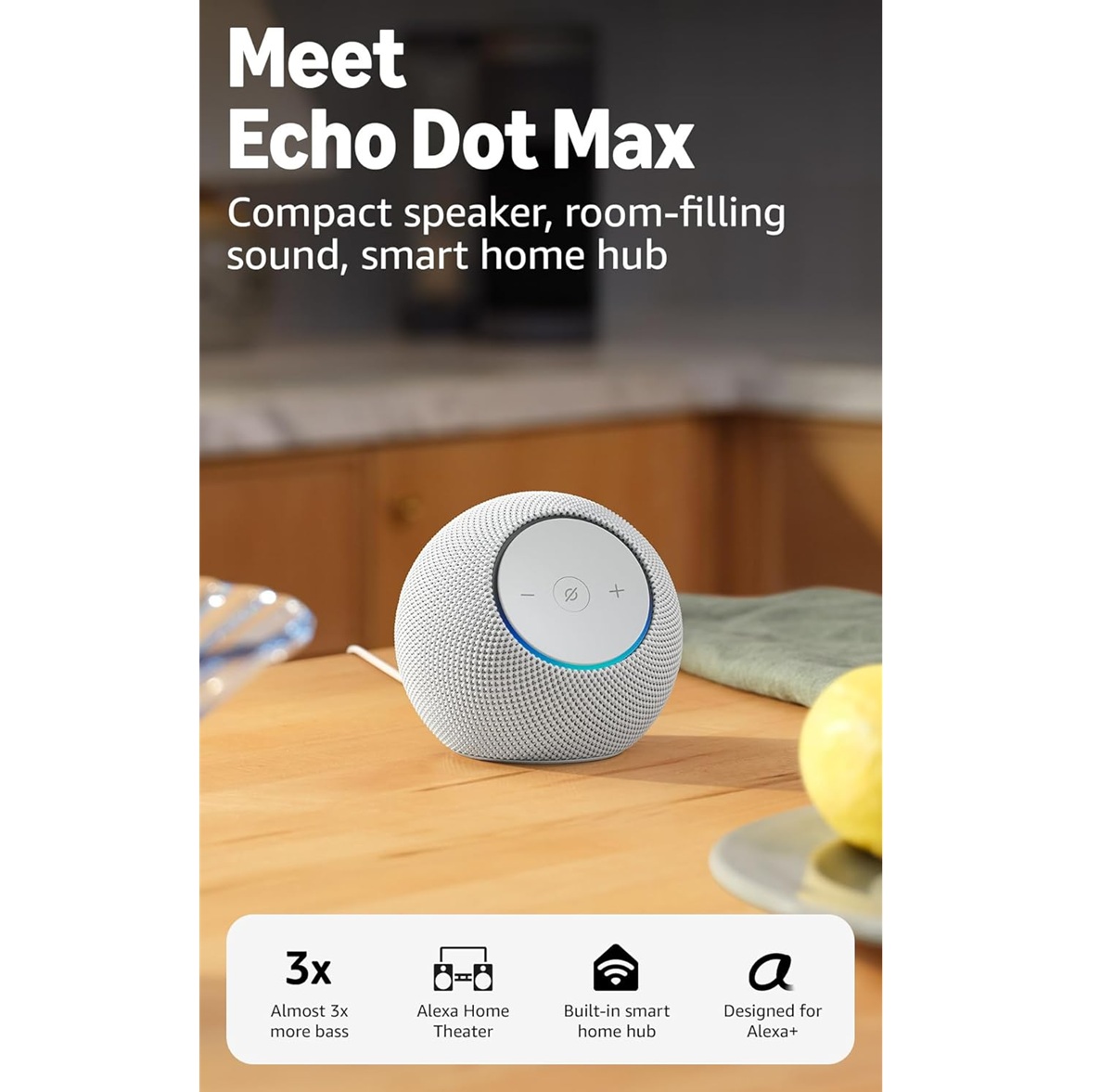 Amazon Echo Dot Max Smart Speaker Glacier White - Анхоч