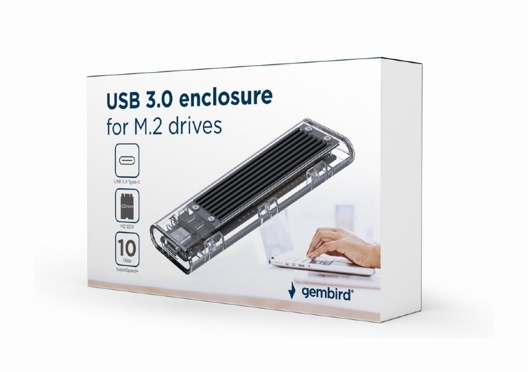 External Rack USB 3.1 for M.2 Drive NVMe Gembird Transparent