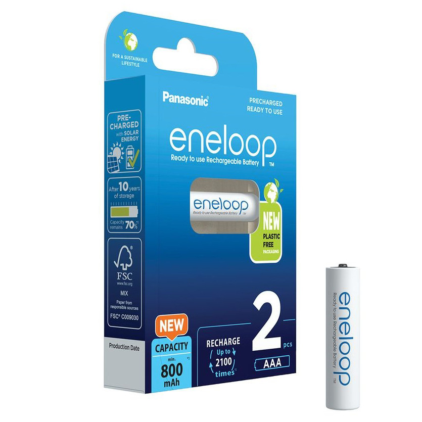 Batteries Panasonic Eneloop Rechargable AAA 2 pack 800 mAh