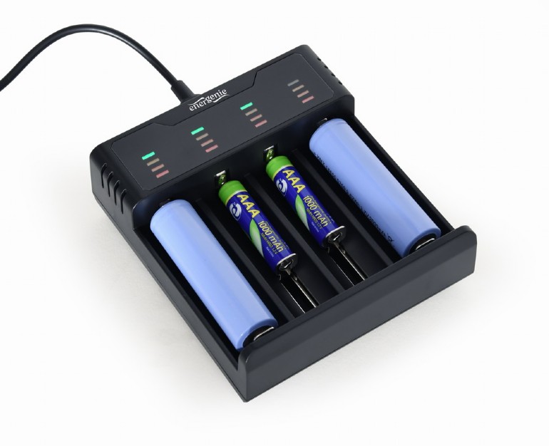 Battery Charger Energenie Fast USB Ni-MH + Li-ion Black