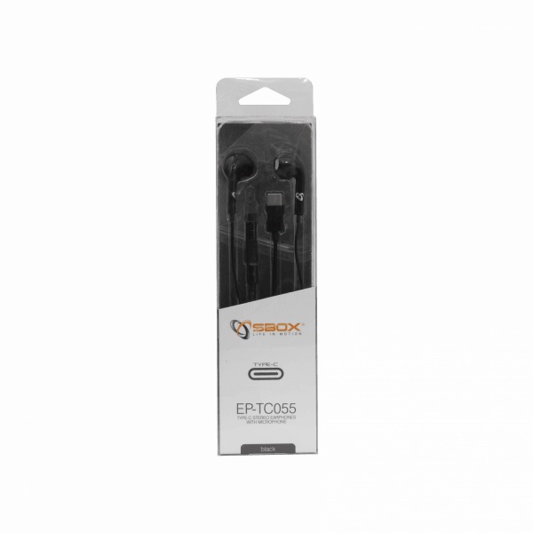 Earphones SBOX EP-TC055 USB Type-C w/Microphone Black
