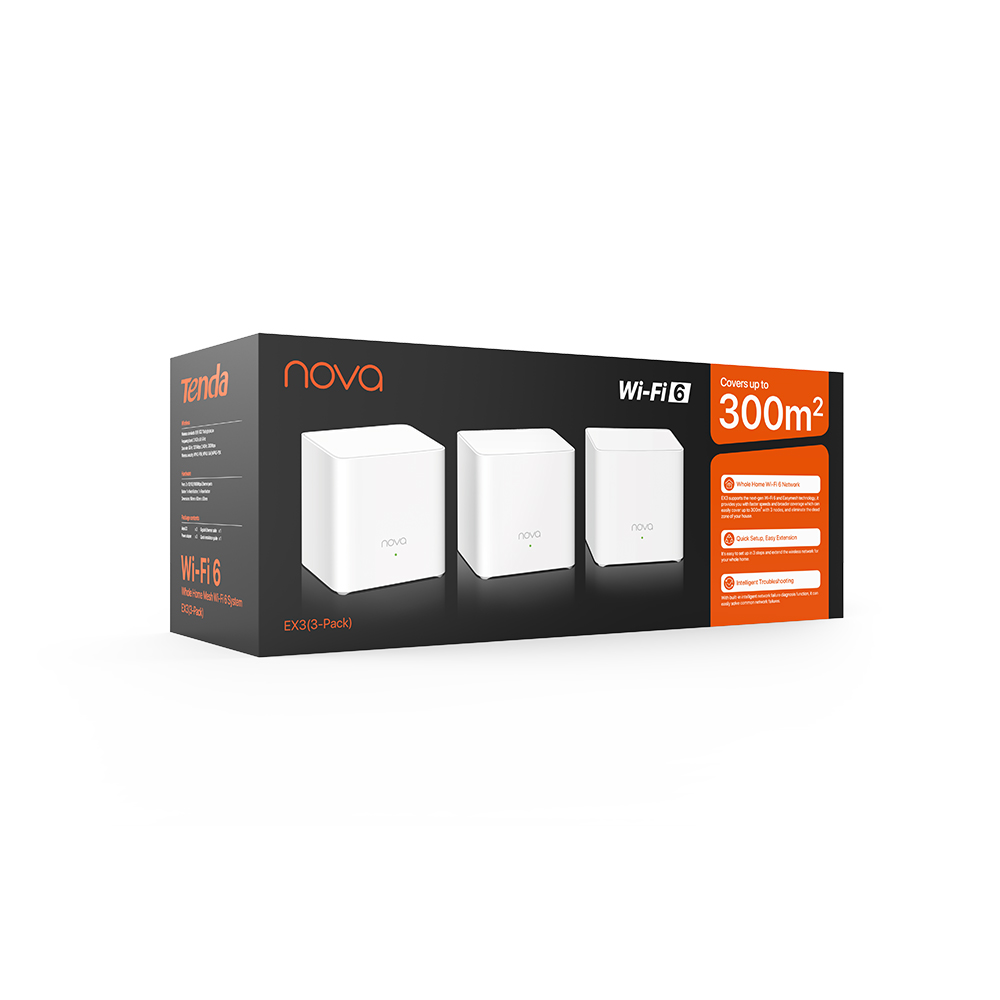 Tenda Wireless AX MESH EX3 AX1500 1500Mbps Dual Band Gigabit Router 3-Pack