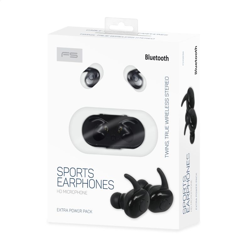 Earphones Freestyle TWS Bluetooth Sport w/Case Black FS1083B