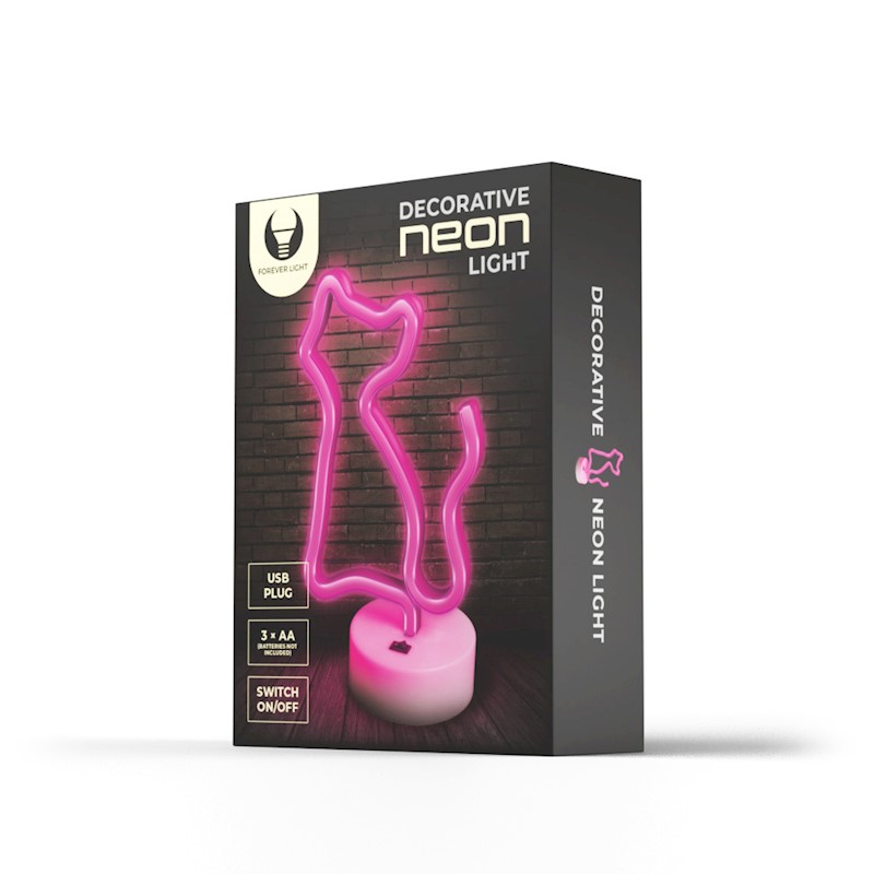 LED Lights Neon Cat FSNE02 w/Stand Pink