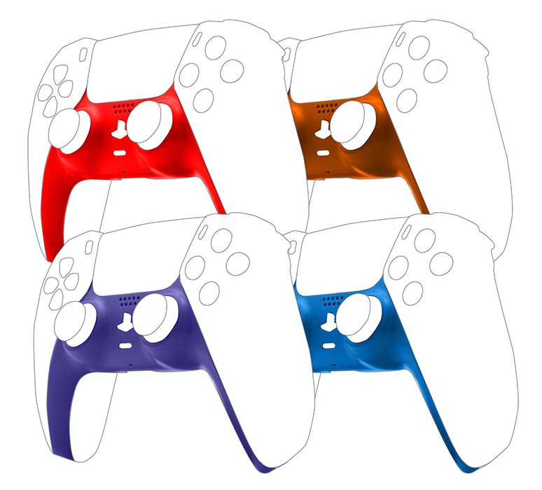 Faceplate for PS5 Dualsense Controller - 4 pack (DARK BLUE/LIGHT BLUE/RED/ORANGE)