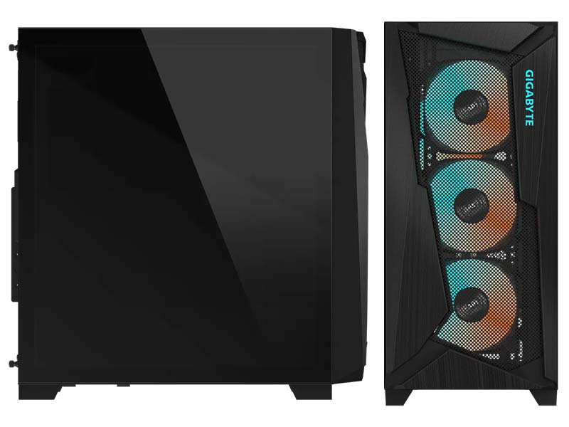 ATX Midi Tower Case Gigabyte C301 GLASS V2 Black w/2xUSB 3.0, USB 3.1 Type-C, 4x 120mm ARGB Fans
