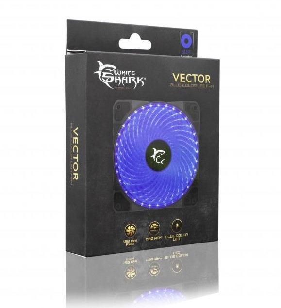 Case Fan 120x120x25 White Shark Vector Blue LED