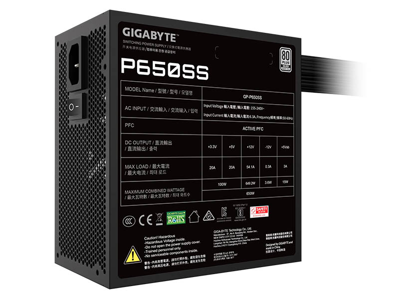PSU 650W Gigabyte P650SS Real Power 80Plus Silver120mm FDB Fan Black