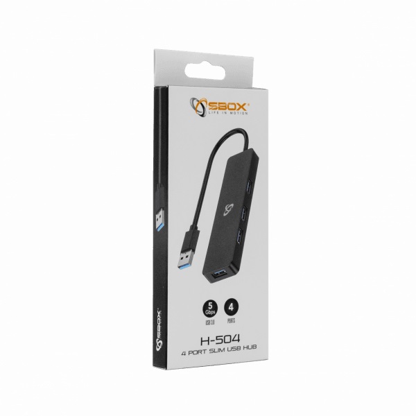 USB HUB 3.0 4-Port SBOX H-504 Black