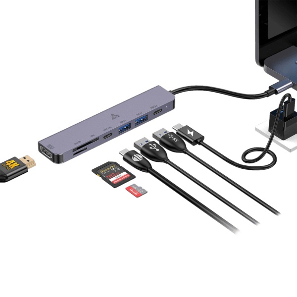 Docking Station SBOX 7in1 Type C HDMI, USB-C/1xUSB 3.0/1xUSB 2.0/Card Reader