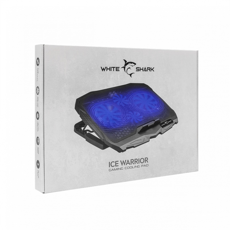 Notebook Stand White Shark Ice Warrior up to 17.3" 4x LED Fans Gaming