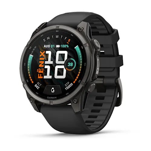 Garmin Smartwatch Fenix 9 47mm Carbon Gray DLC Titanium w/ Black Band