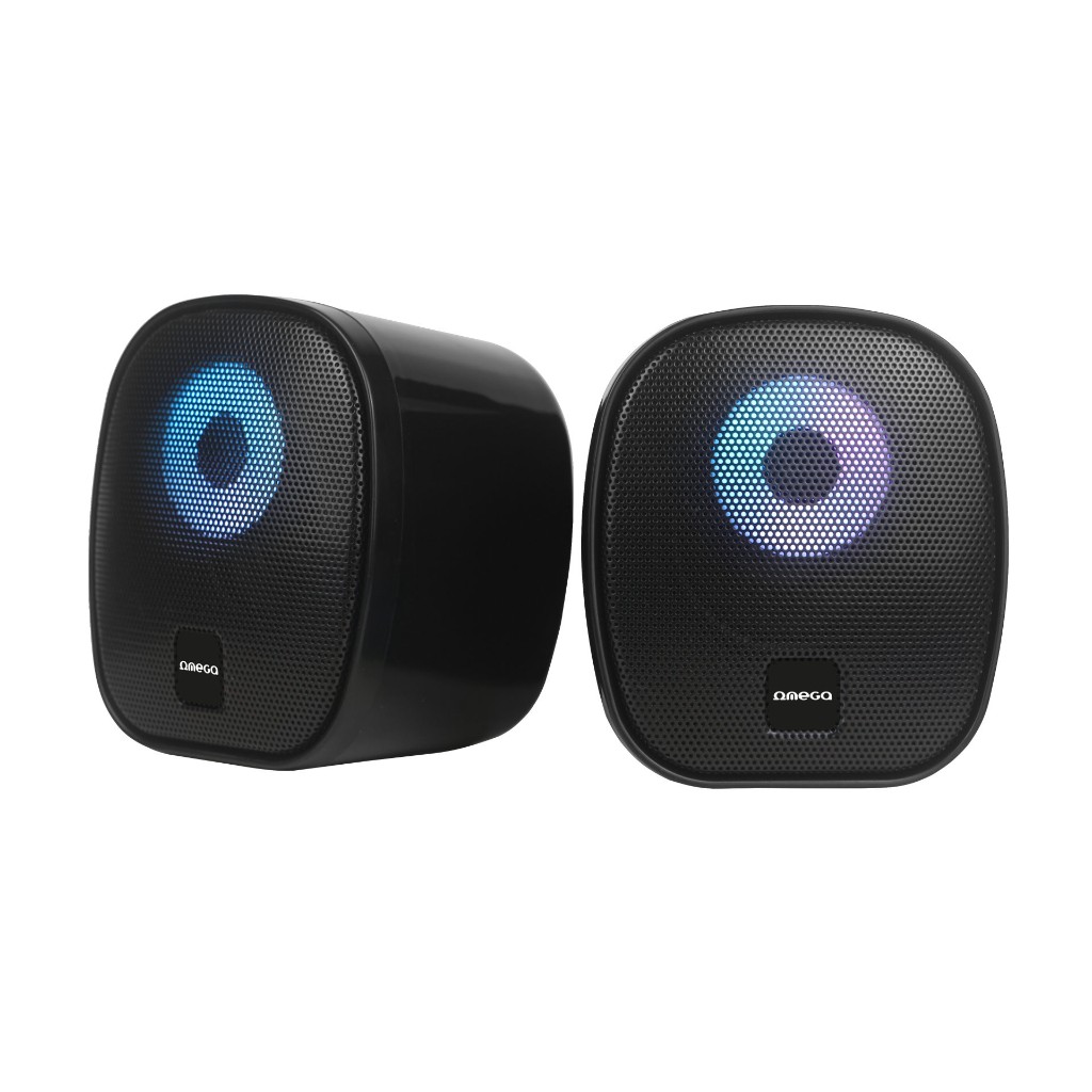 Speakers 2.0 Omega 6W RSM RGB USB, 3.5mm Audio Jack Black Round