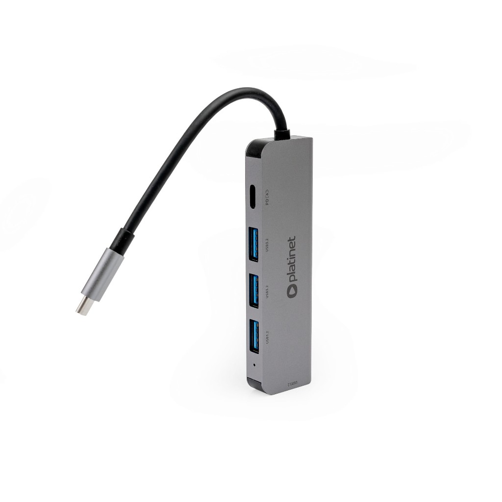 USB Hub Platinet 5in1 USB-C to 4X USB-A 3.2 Gen1 + 1X USB-C PD 100W