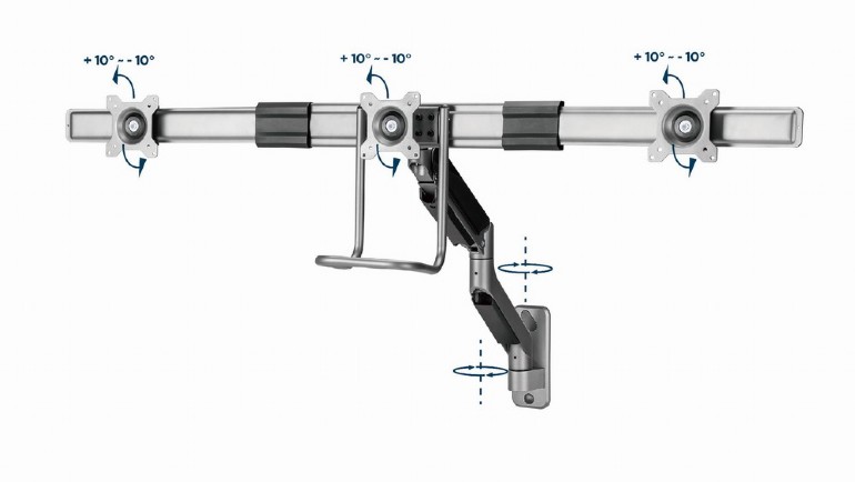 Monitor Wall Mounting Arm Gembird for 3 Monitors Adjustable