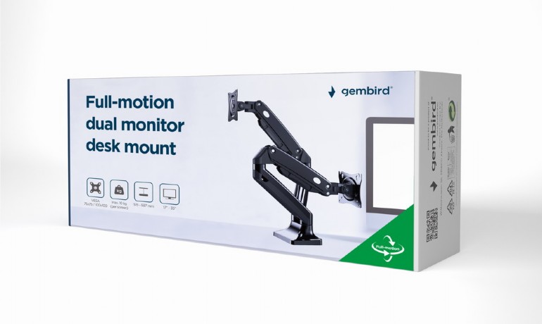 Monitor Desktop Stand Gembird for 2 Monitors Full Motion Black