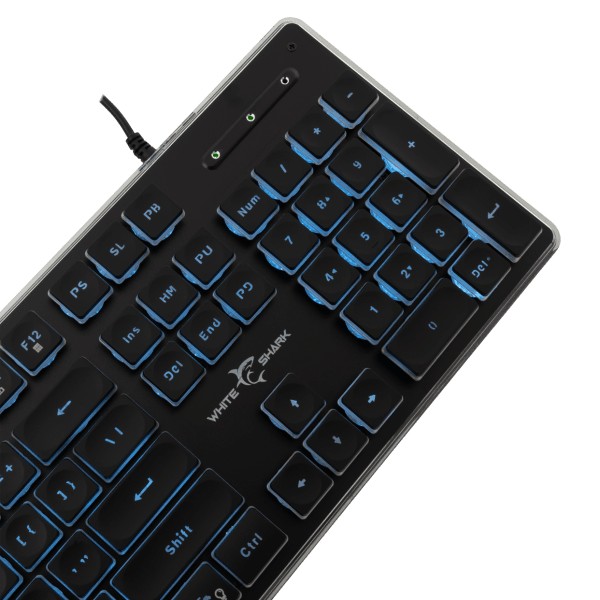 Keyboard White Shark Tachi Ice Blue LED Black