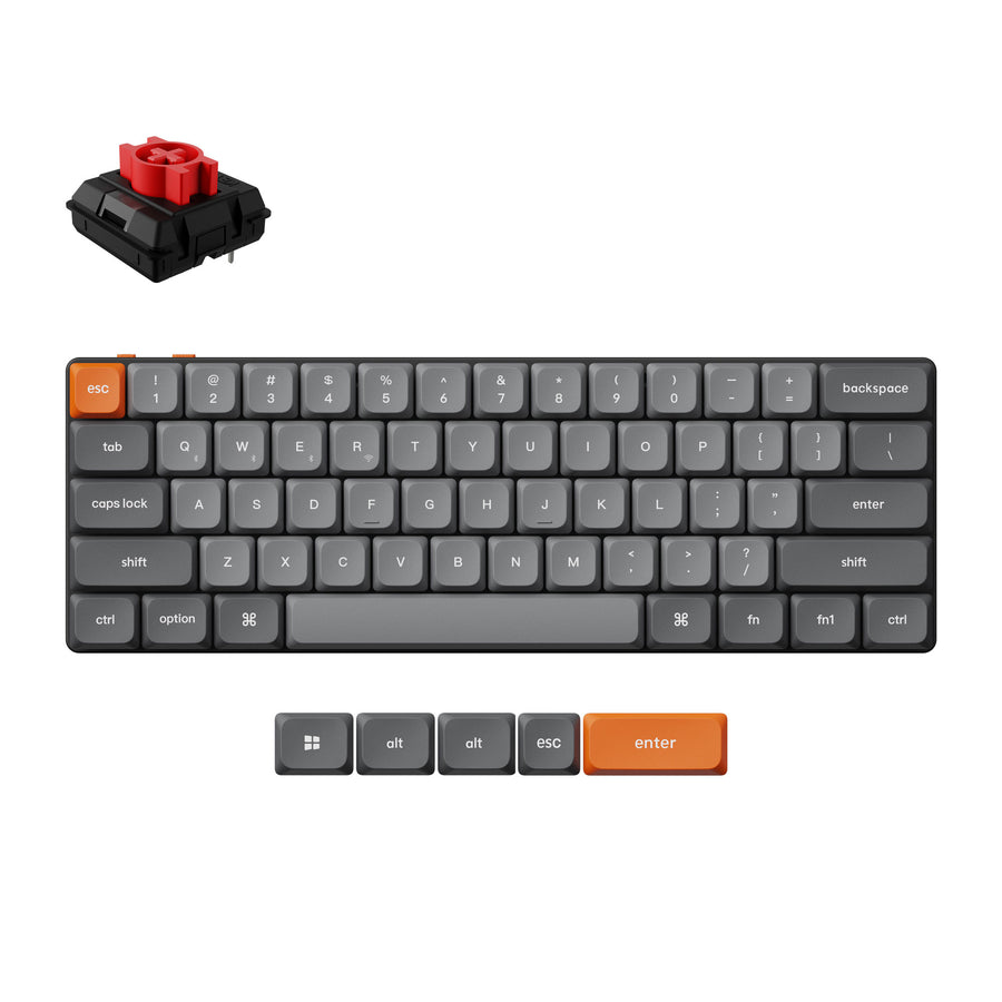 Keyboard Keychron K9 Max 60% QMK Wireless Slim Swappable Milk POM Red Switch