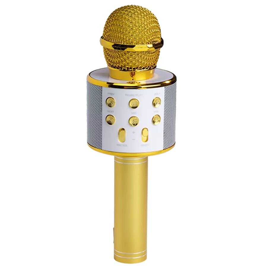 Microphone Bluetooth Karaoke Denver w/BT, Speaker & microSD Card Gold