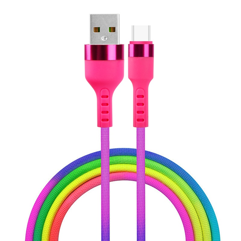 Cable USB 2.0 Type-A to Type-C 1.2m Setty 2.1A Rainbow