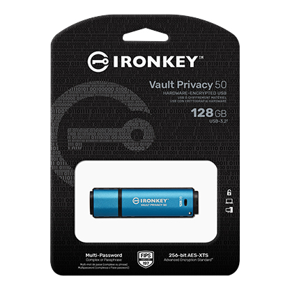 USB Drive 128GB Kingston IronKey Vault Privacy 50 AES-256 Encrypted, FIPS 197