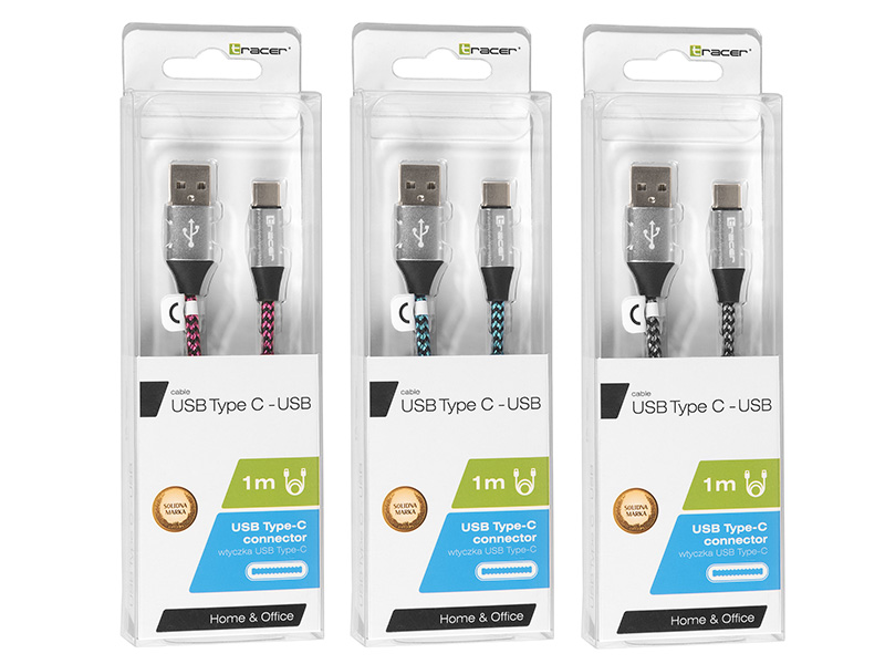 Cable USB-A 2.0 to Type-C 1m Tracer Black-Silver