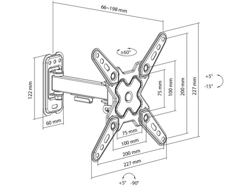 TV Wall Mount SBOX LCD-221-2 13"-43" Swivel