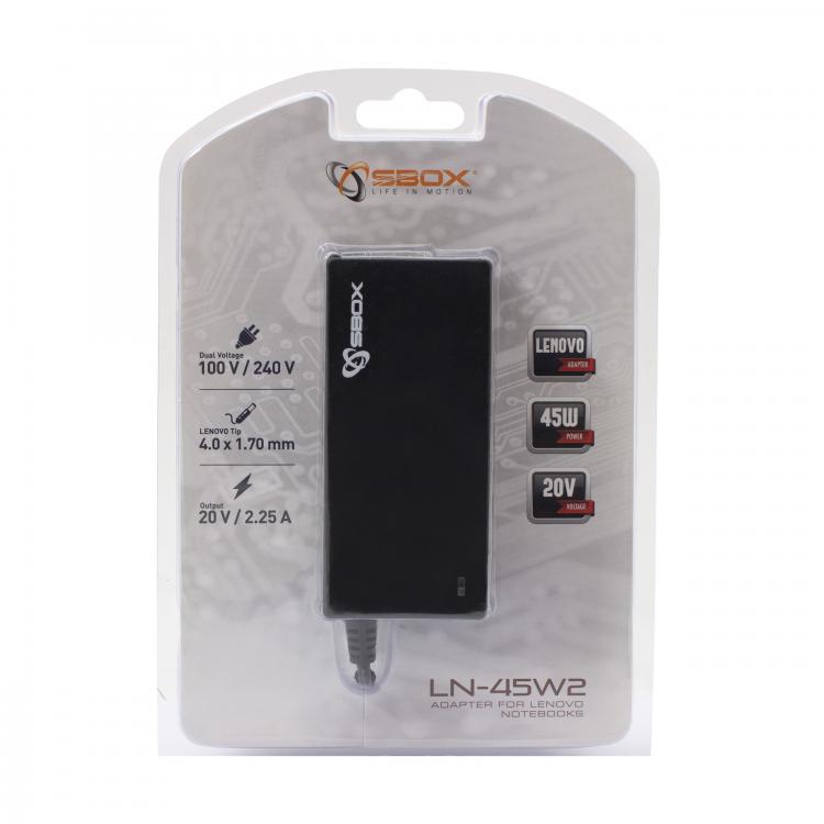 Notebook Power Adapter SBOX for Lenovo 45W 20V/2.25A 4.0/1.7mm Round Compatible