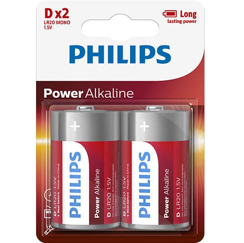 Batteries Philips D 2pack Alkaline