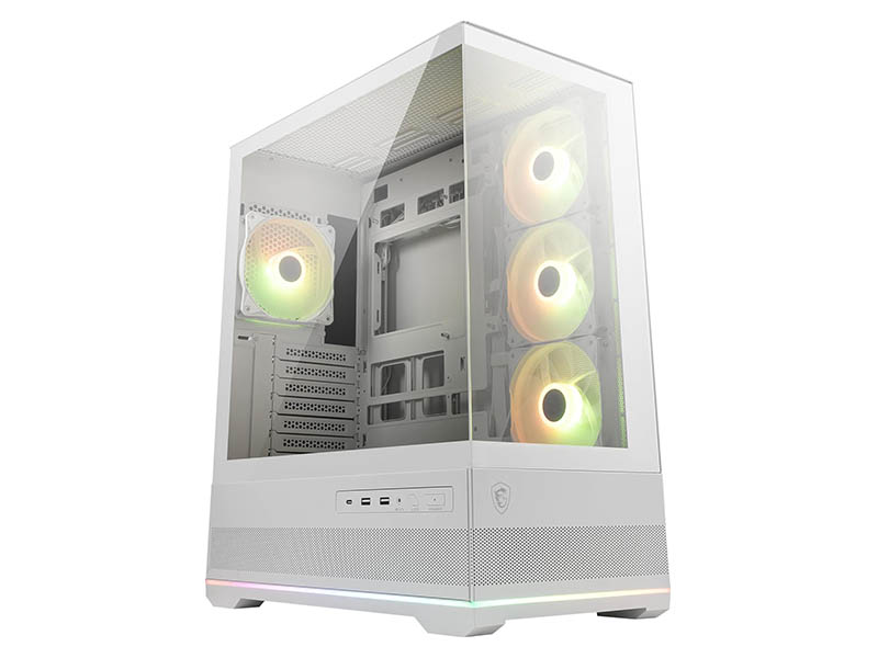 ATX Mid Tower Case MSI MAG PANO 110R PZ WHITE ARGB w/2xUSB 3.2, Type-C, 4x 120mm Fans