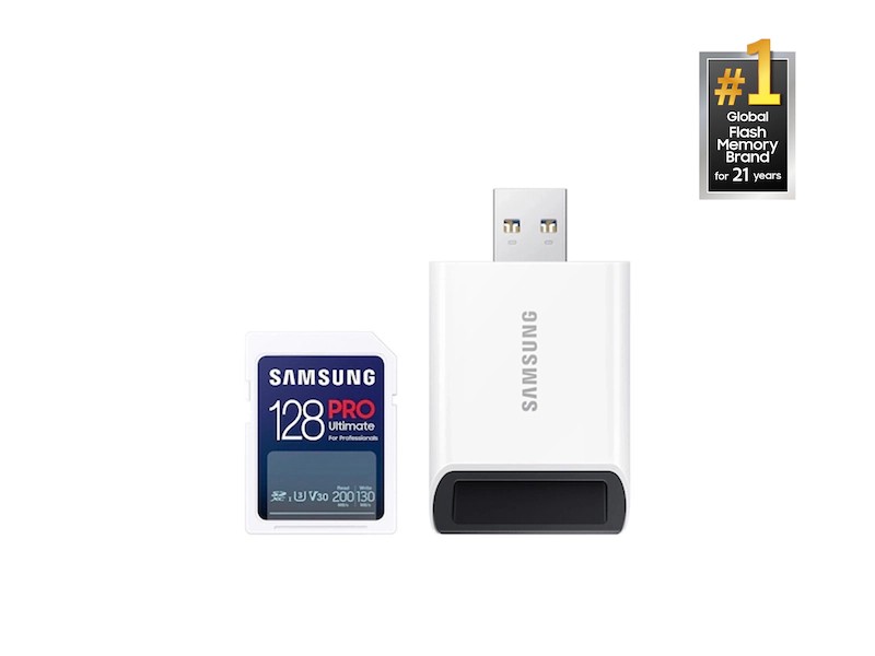 Secure Digital Samsung 128GB SDXC PRO Ultimate 200R/130W U3 V30 w/Card Reader