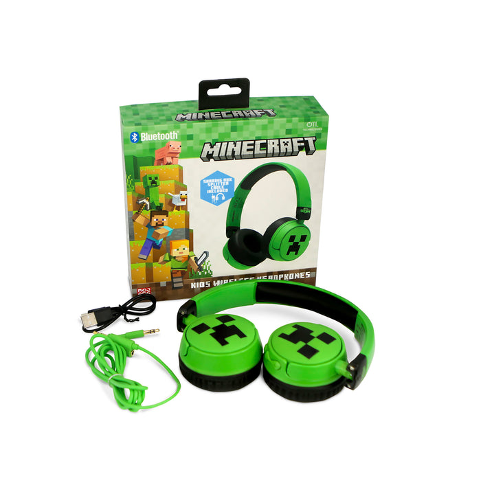 Headphones OTL Kids Minecraft Creeper Bluetooth - Green