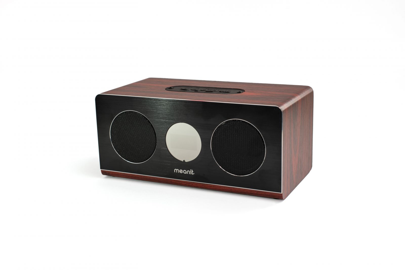 Speaker MeanIT Bluetooth B5 Rechargeable w/Clock, Alarm, microSD Wooden
