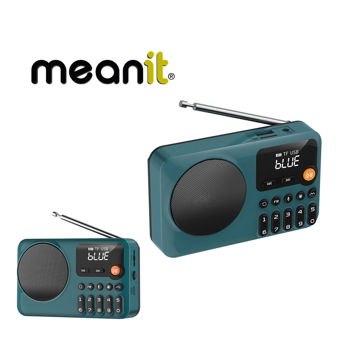 Portable Radio MeanIT B6 w/Bluetooth, USB, SD, MP3, Rechargeable Battery Green
