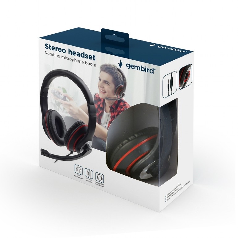 Headphones Gembird MHS-03-BKRD w/Mic Black