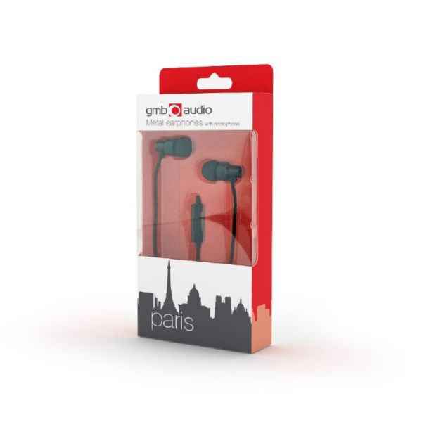 Earphones Gembird MHS-EP-CDG-B Metal w/Microphone Black Paris