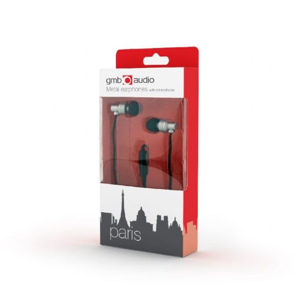 Earphones Gembird MHS-EP-CDG-S Metal w/Microphone Silver Paris