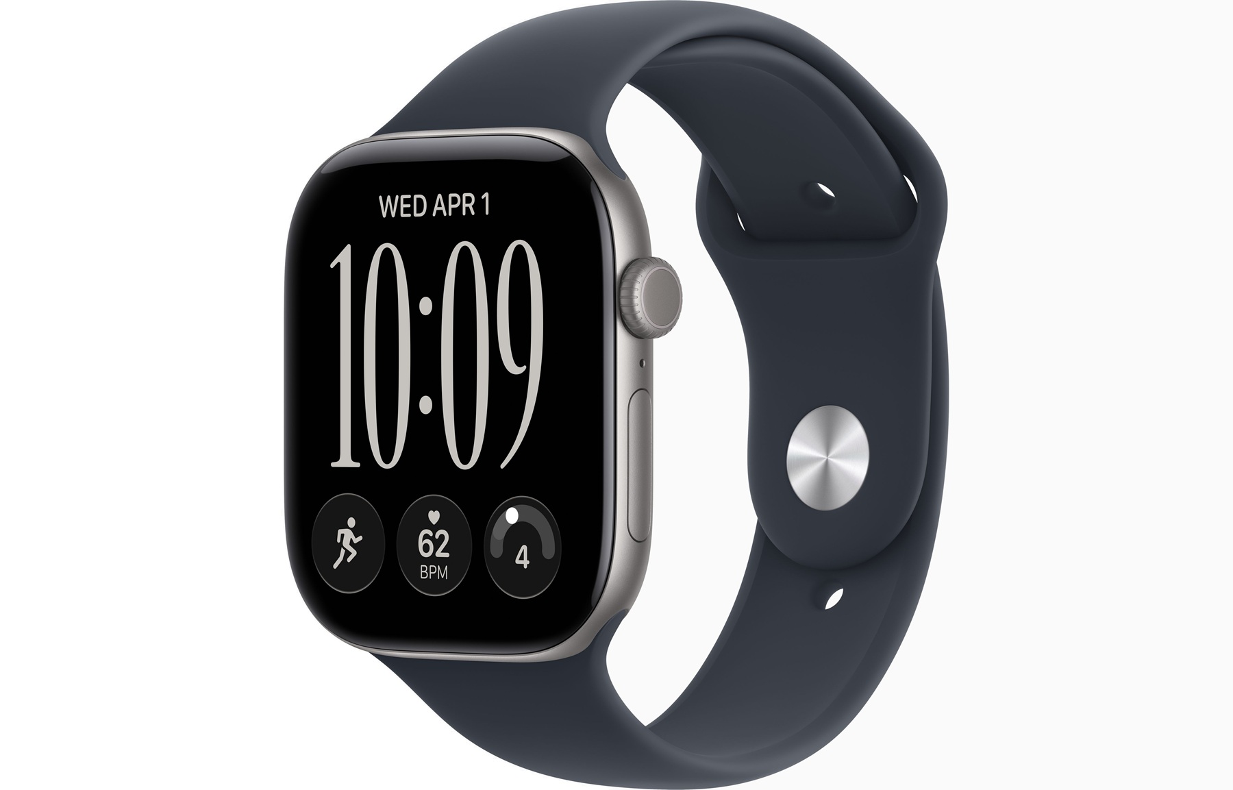 Apple Watch Series 12 GPS 46mm Space Grey Aluminium Case with Navy Blue Sport Band M/L