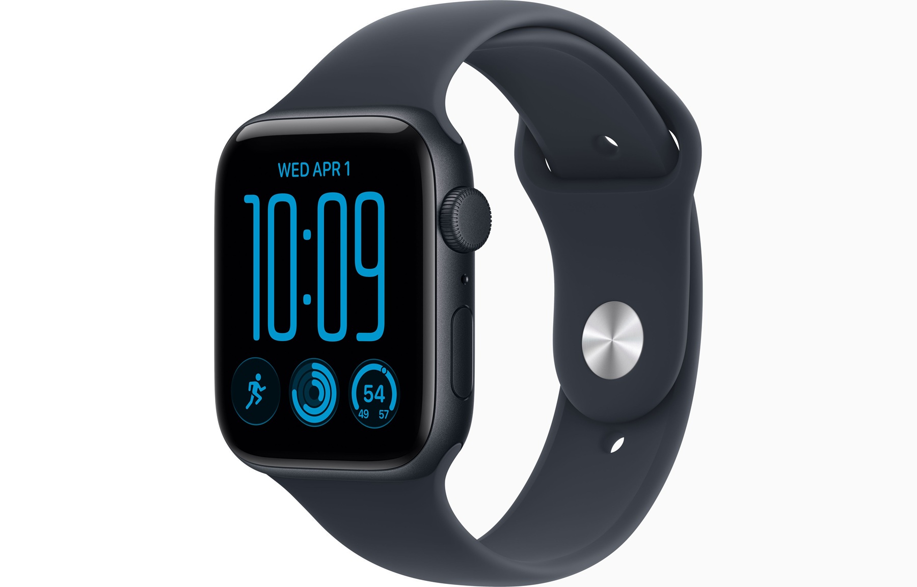 Apple Watch SE3 v2 GPS 44mm Midnight Aluminium Case with Navy Blue Sport Band M-L