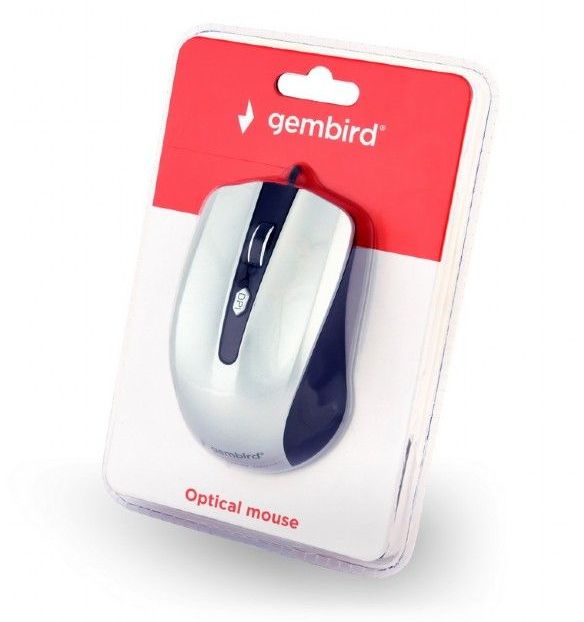 Mouse Gembird MUS-4B-01 Optical Black/Silver 1200DPI USB