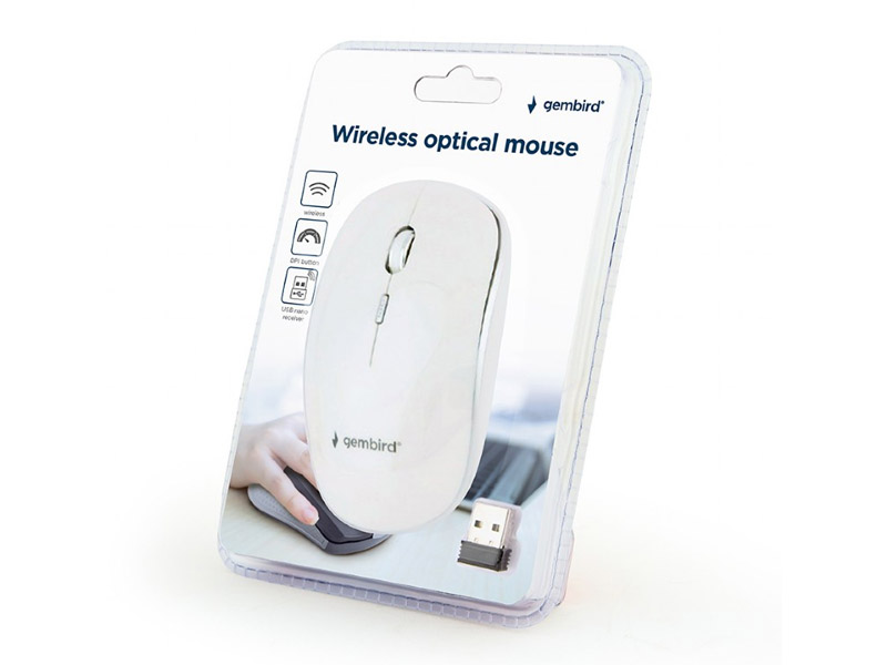 Mouse Gembird Wireless MUSW-4B-01 Optical 1600DPI White